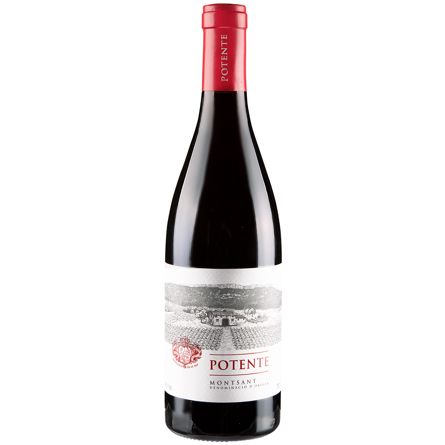 A bottle of red wine Potente from Montsant in Spain