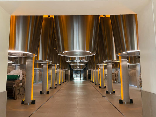 The Stunning Chateau Grand-Puy-Ducasse winery with it's suspended stainless steel vats. 