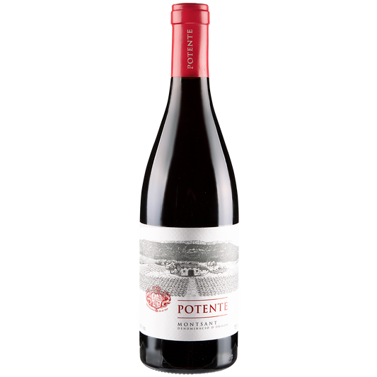 A bottle of red wine Potente from Montsant in Spain 